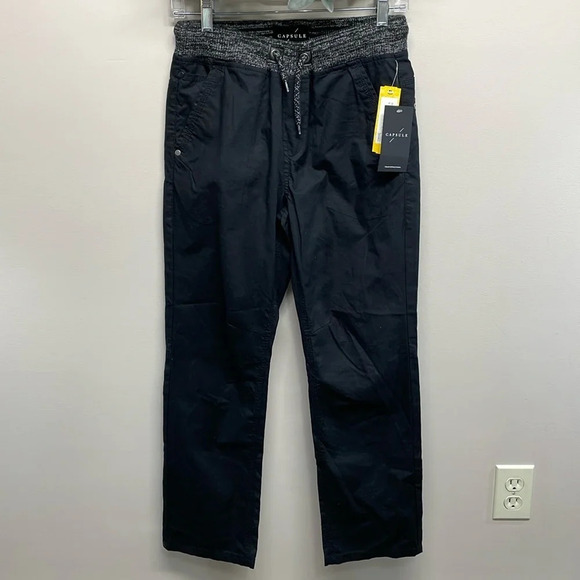 NWT Capsule from Stitch Fix Elastic Band Waist Woven Cotton Pull On Pant Black L - Picture 1 of 16